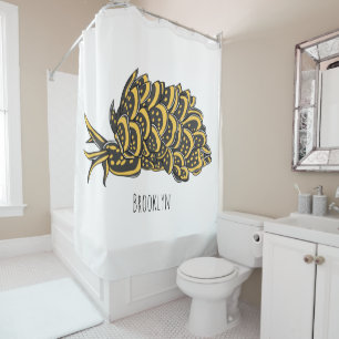 Rideaux De Douche Illustration de la feuille de limace de mer grillé
