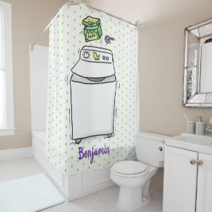 Rideaux De Douche Illustration de lave-linge mignonne