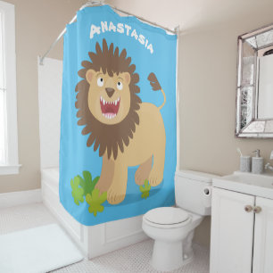 Rideaux De Douche Illustration de l'effervescence de lions heureux