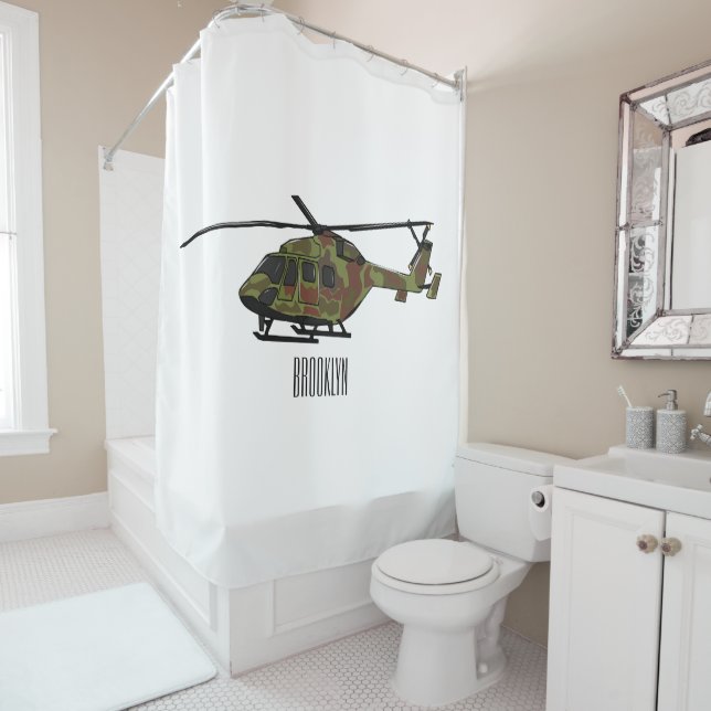 Rideaux De Douche Illustration de l'hélicoptère de l'armée (En situation)