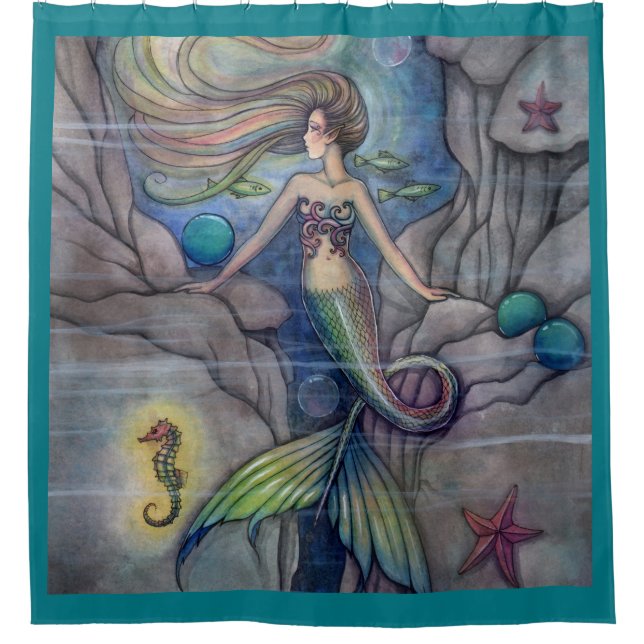 Rideaux De Douche Illustration de l'Imaginaire d'une sirène (Devant)