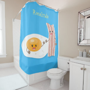 Rideaux De Douche Illustration de l'oeuf de Cute kawaii et du bacon