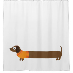 Rideaux De Douche Illustration de mignonne long Dachshund
