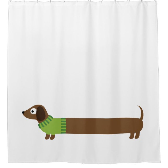 Rideaux De Douche Illustration de mignons longs Dachshund (Devant)
