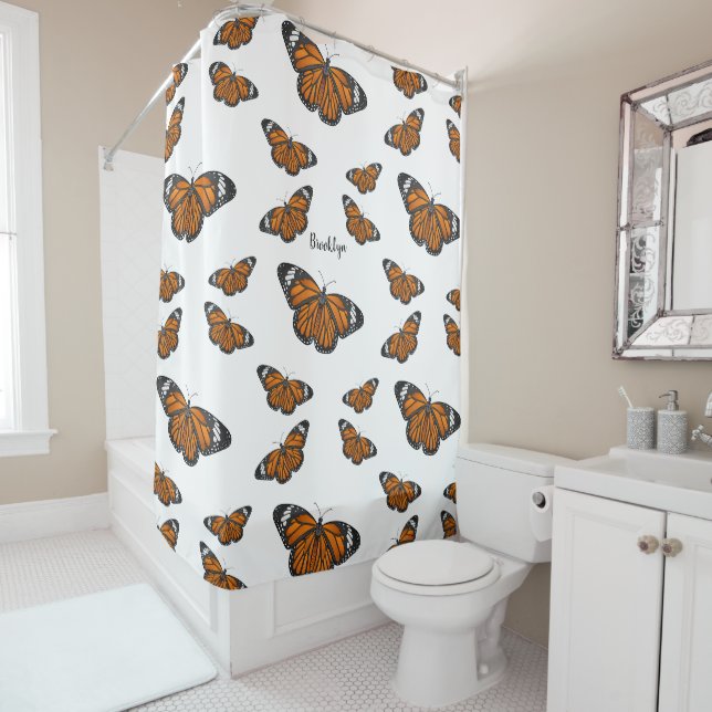 Rideaux De Douche Illustration de papillon monarque (En situation)