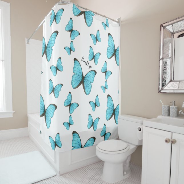Rideaux De Douche Illustration de papillons Morpho (En situation)