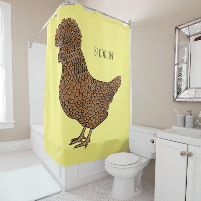 Rideaux De Douche Illustration de poulet à la polis chamois (En situation)