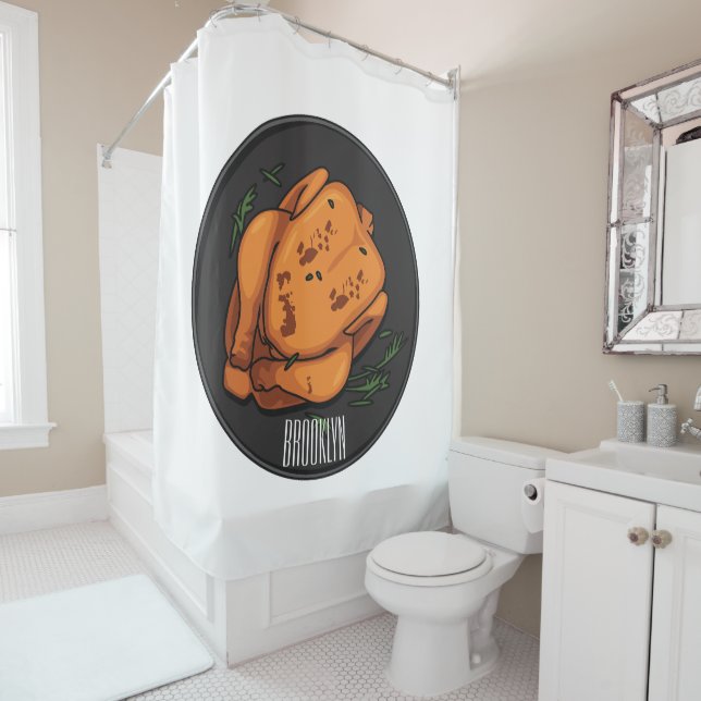 Rideaux De Douche Illustration de poulet rôti (En situation)