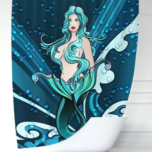 Rideaux De Douche Illustration de sirène nautique