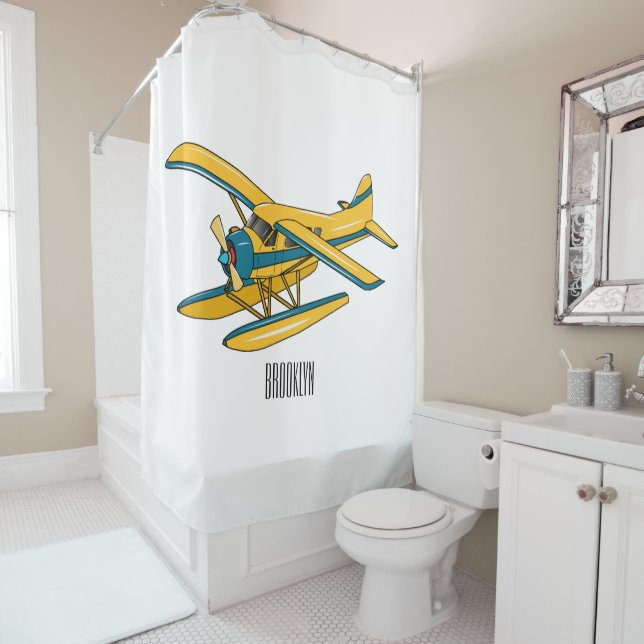 Rideaux De Douche Illustration d'hydravion (En situation)