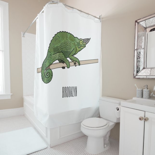 Rideaux De Douche Illustration du caméléon de Jackson (En situation)