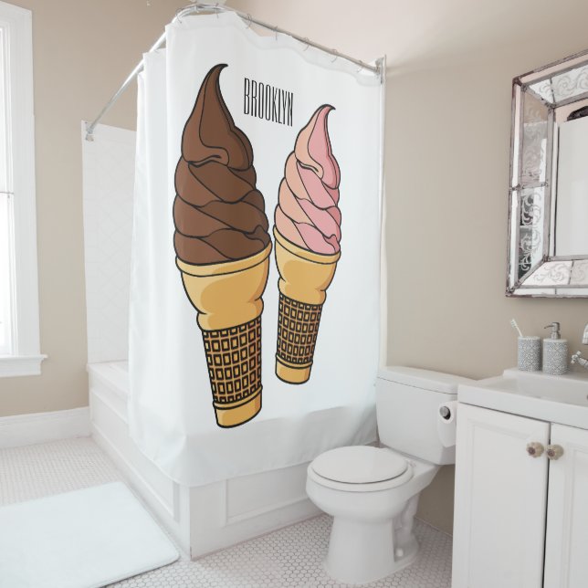 Rideaux De Douche Illustration du cône de crème glacée (En situation)