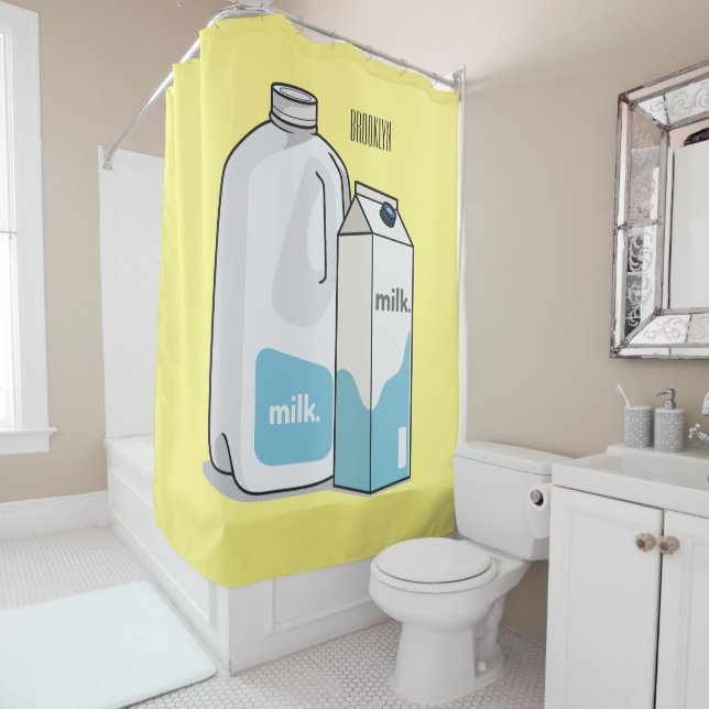 Rideaux De Douche Illustration du lait (En situation)