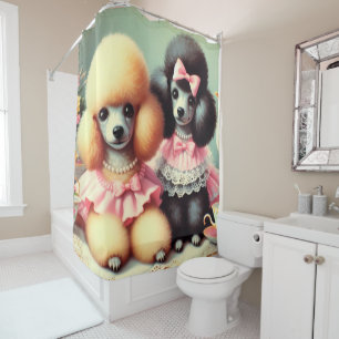 Rideaux De Douche Illustration du mignon caniche
