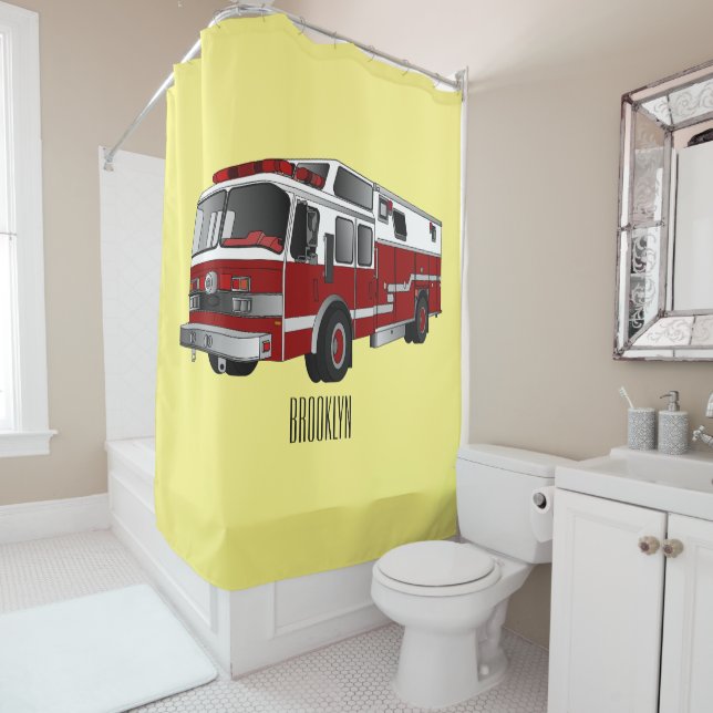 Rideaux De Douche Illustration du moteur à incendie (En situation)