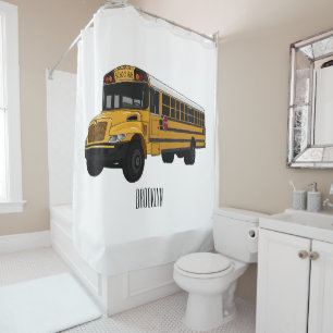 Rideaux De Douche Illustration d'un autobus scolaire