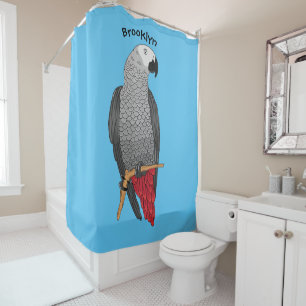 Rideaux De Douche Illustration d'un perroquet gris en Afrique