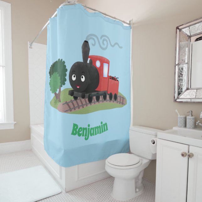 Rideaux De Douche Illustration d'une locomotive à vapeur mûre (En situation)