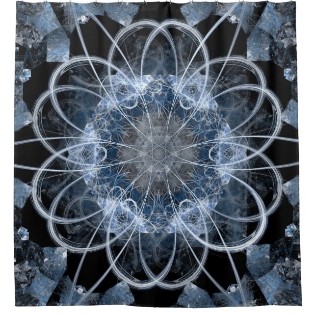 Rideaux De Douche Illustration fractale informatique de l'hiver gris (Devant)