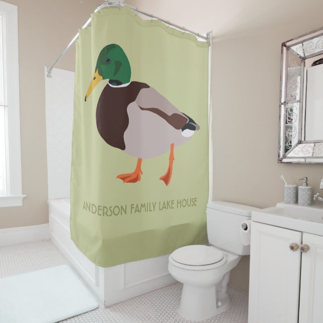 Rideaux De Douche Illustration réaliste de Mallard Duck Personnalisé (En situation)