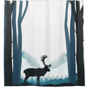 Rideaux De Douche Illustration rustique de nature d'hiver