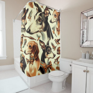 Rideaux De Douche Illustration vintage de Greyhound