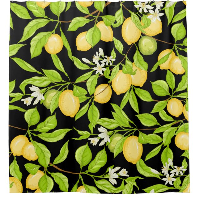 Rideaux De Douche Illustration Vintage de la branche de citron (Devant)