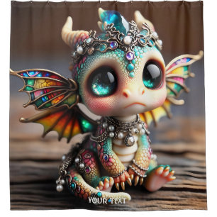 Rideaux De Douche Imaginaire Bébé mignon Dragon Verre