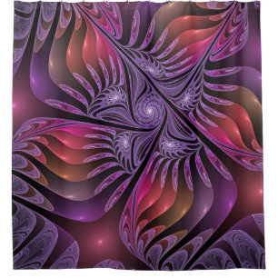 Rideaux De Douche Imaginaire coloré Abstrait Trippy Violet Fractal