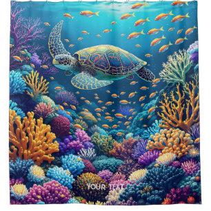 Rideaux De Douche Imaginaire Coral Coral Reef Turtle