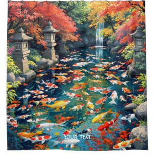 Rideaux De Douche Imaginaire Cute Koi Fish Pond