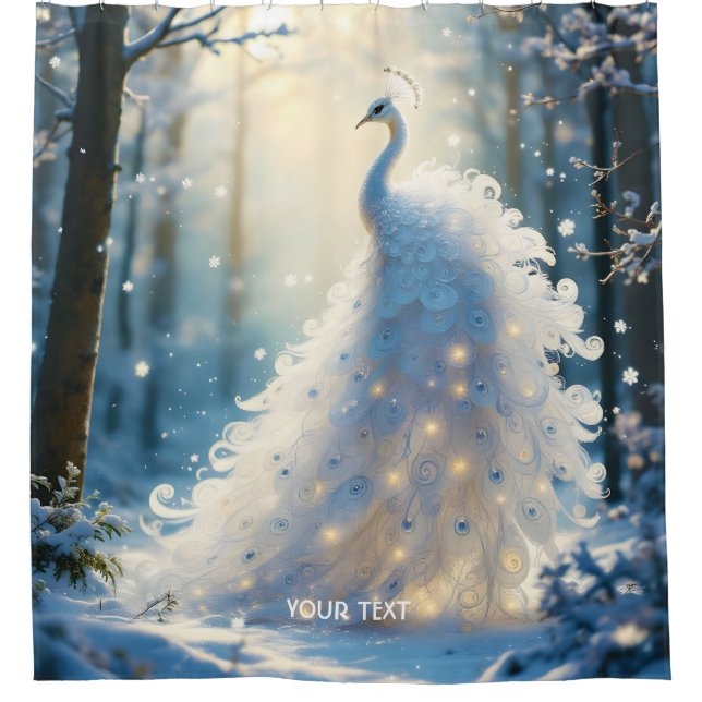 Rideaux De Douche Imaginaire Cute Neige Blanc Peacock (Devant)