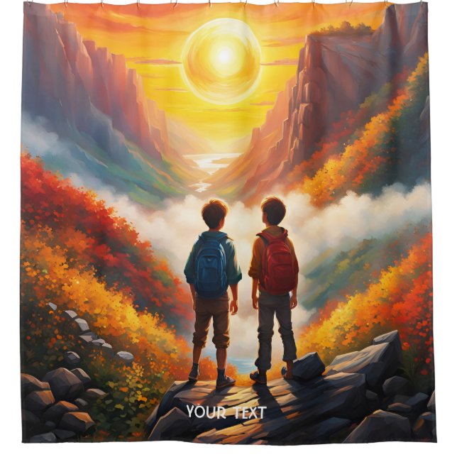 Rideaux De Douche Imaginaire Cute Vivid Boys Sun River (Devant)