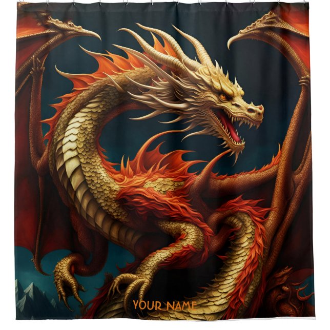 Rideaux De Douche Imaginaire Cute Vivid Majestic Grand Dragon (Devant)
