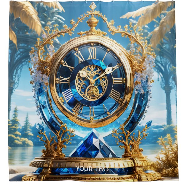 Rideaux De Douche Imaginaire Cute Vivid Sapphire Horloge Mer (Devant)