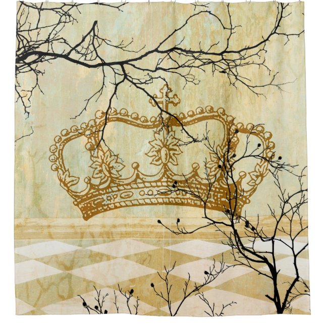 Rideaux De Douche Imaginaire de couronne et de branches (Devant)
