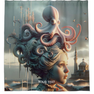 Rideaux De Douche Imaginaire mignonne fille Octopus Mer