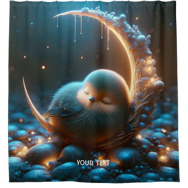 Rideaux De Douche Imaginaire mignonne petite lune d'oiseaux (Devant)