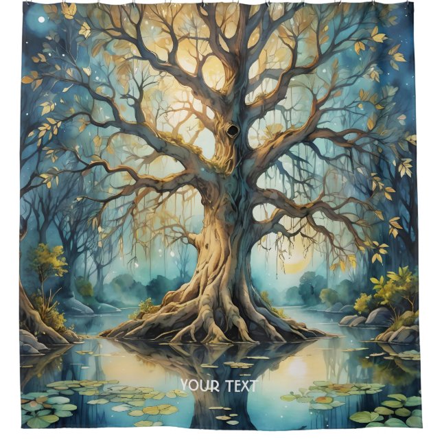 Rideaux De Douche Imaginaire Nuit de marécage d'arbre mignon (Devant)