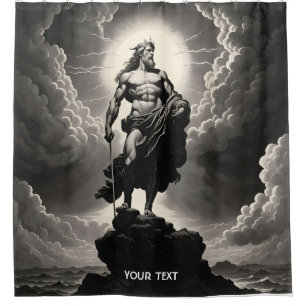 Rideaux De Douche Imaginaire Vigoureux Dieu Grec Nuages