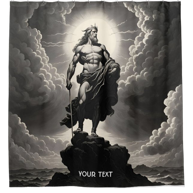 Rideaux De Douche Imaginaire Vigoureux Dieu Grec Nuages (Devant)