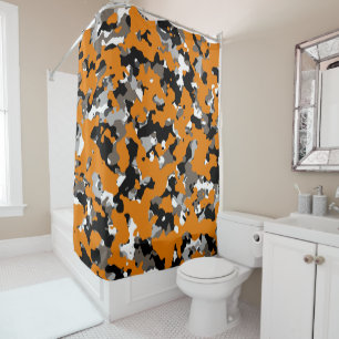 Rideaux De Douche Impression camouflage orange noir gris beige