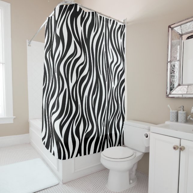 Rideaux De Douche Impression de la peau Zebra (En situation)