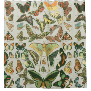 Rideaux De Douche Impression de motif de papillon de nuit vintage