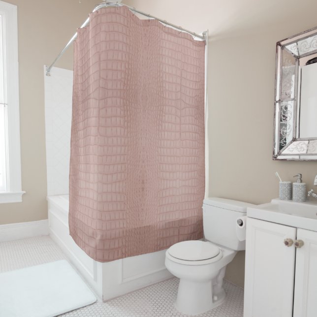 Rideaux De Douche Impression de texture d'alligator rose (En situation)