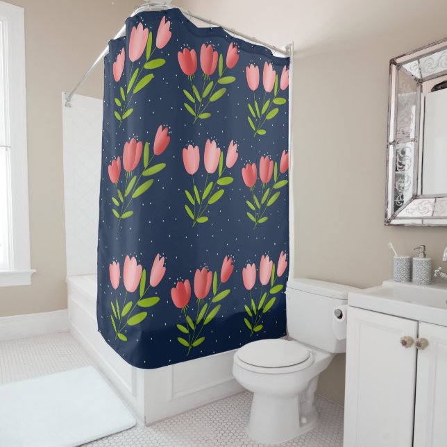 Rideaux De Douche impression de tulipes (En situation)