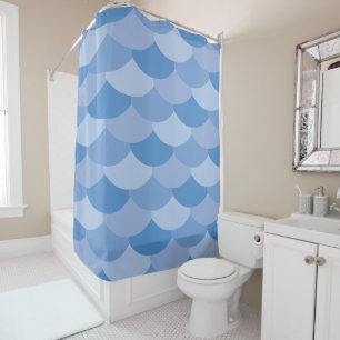 Rideaux De Douche Impression d'écailles de poisson bleues