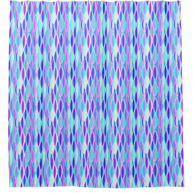 Rideaux De Douche Impression du ruban du milieu du siècle - violet e (Devant)