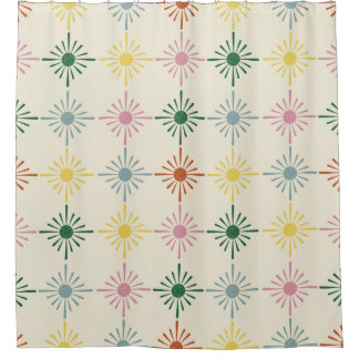 Rideaux De Douche Impression florale géométrique en fleur rétro