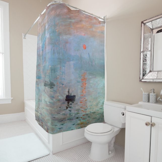 Rideaux De Douche Impression, lever de soleil, Claude Monet (En situation)